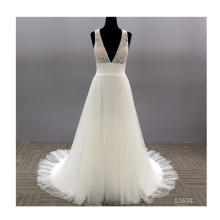 Latest Simple Lace Sleeve wedding dress bridal gowns lace with Train